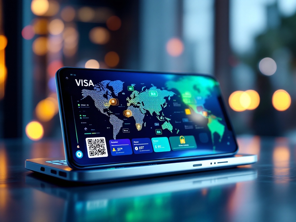 Concept of a digital visa on a screen