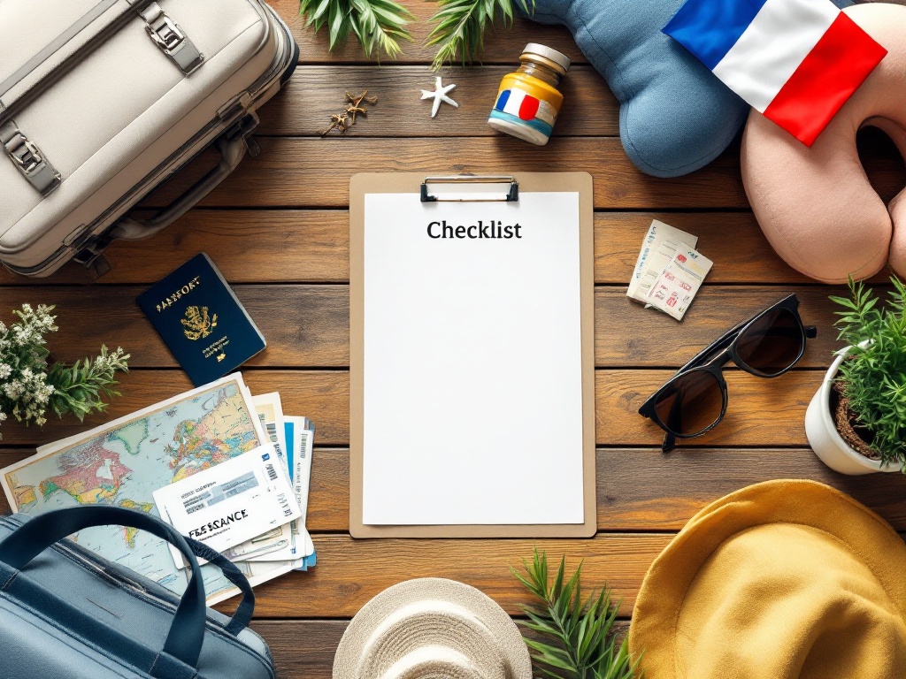 Detailed view of travel documents checklist